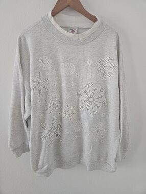 Vintage Nutcracker Snowflake Snowing Glitter Christmas Sweatshirt Womens XXL